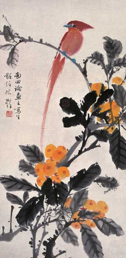 陆抑非 花鸟 立轴